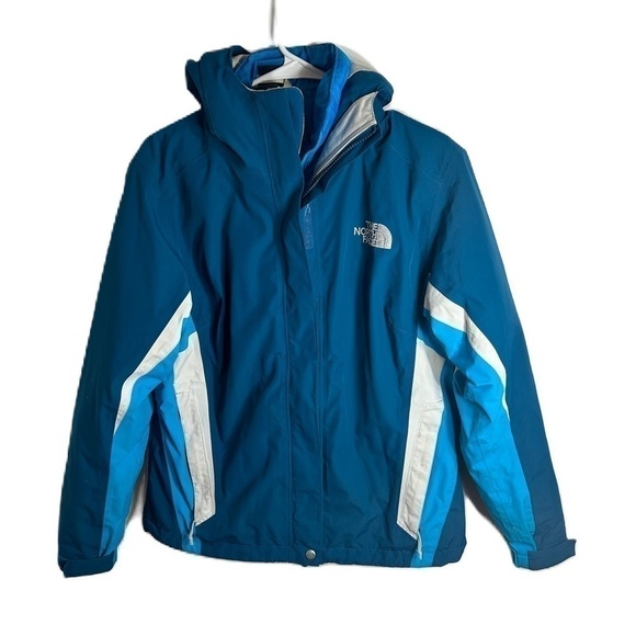 North Face 3 in 1 Hyvent Winter Jacket Medium Blue Women’s Hood Full Zip - Picture 1 of 14